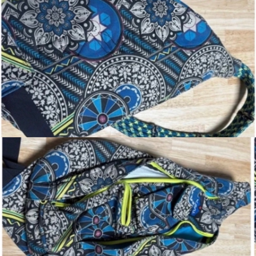 Kavu Crossbody Bag with Blue and Black Pattern